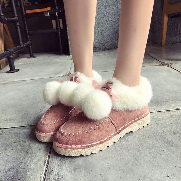 

boots winter plus velvet snow korean flat-bottomed warm women cotton shoes, Black