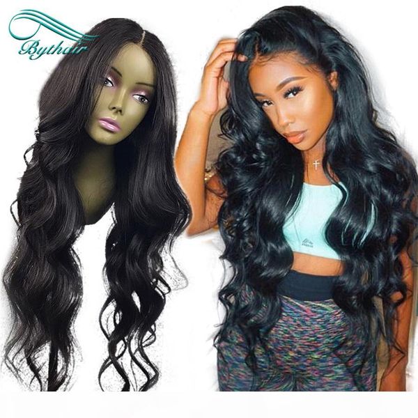 

fashion wavy human hair wigs bleached knots full lace wigs brazilian virgin hair swiss lace lace front wigs pre plucked hairline bythair, Black;brown