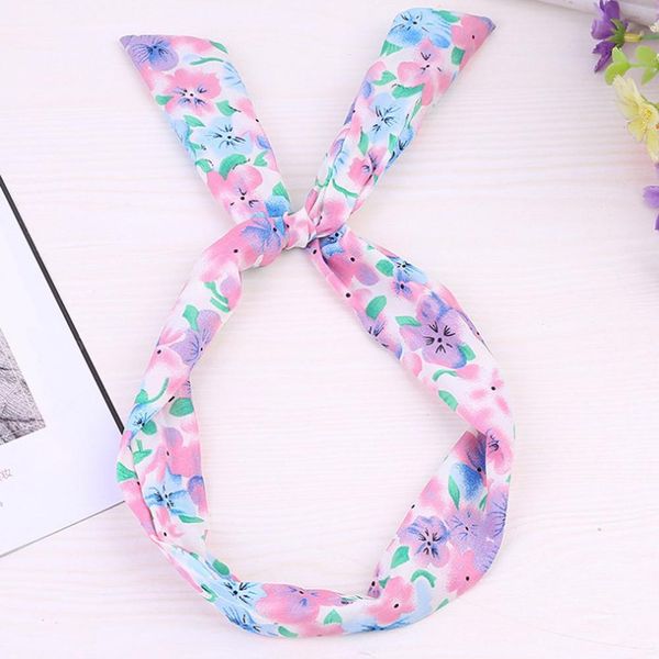 

women metal wire scarf bow headband floral stripe dot printed rabbit ear headband hairband girls headwrap band hair accessories q jllntr