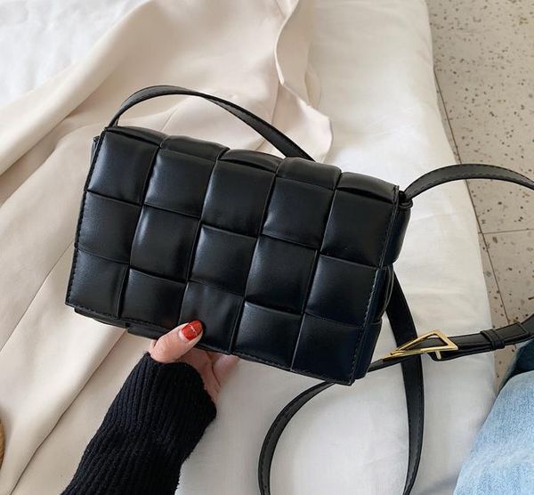 

weave flap bags square crossbody bag 2020 new pu leather women's designer handbag travel shoulder messenger bag
