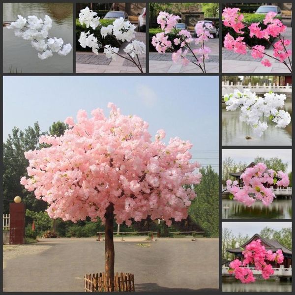 

100cm long artificial silk flower garland hanging fake flowers rattan faux cherry blossom vine wreath for party wedding decor1