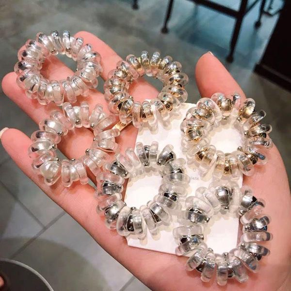 

симпатичный бисер прозрачного телефона диапазон волосы линия веревочного головной убор девушка женщины в ponytail держатель аксессуары симпа, Silver