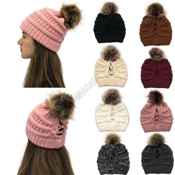 

fashion winter hat adults warm women knitted pom pom designers casual sports beanies crochet hats womens girls ski cap hats d102706, Silver