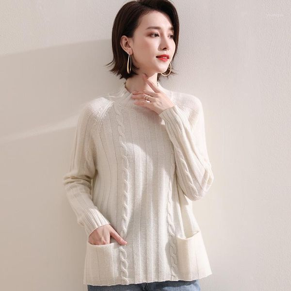 

autumn winter sweater women 100% cashmere loose long-sleeve plus size female soft bottoming warm thickened knit1, White;black