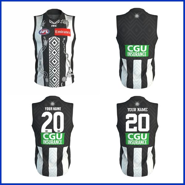 

2020 collingwood magpies afl indigenous guernsey training jersey size s---xl--3xl, Black;gray