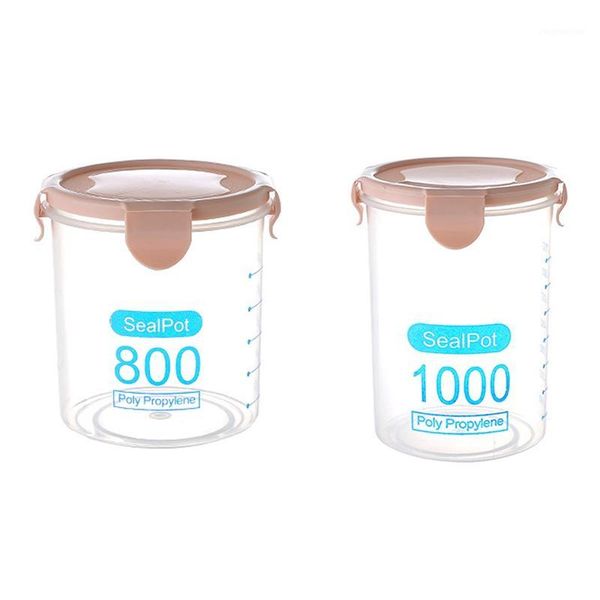 

storage bottles & jars 2 pcs kitchen container seal pot coffee candy tank plastic cereals box cookie canister for spices p1