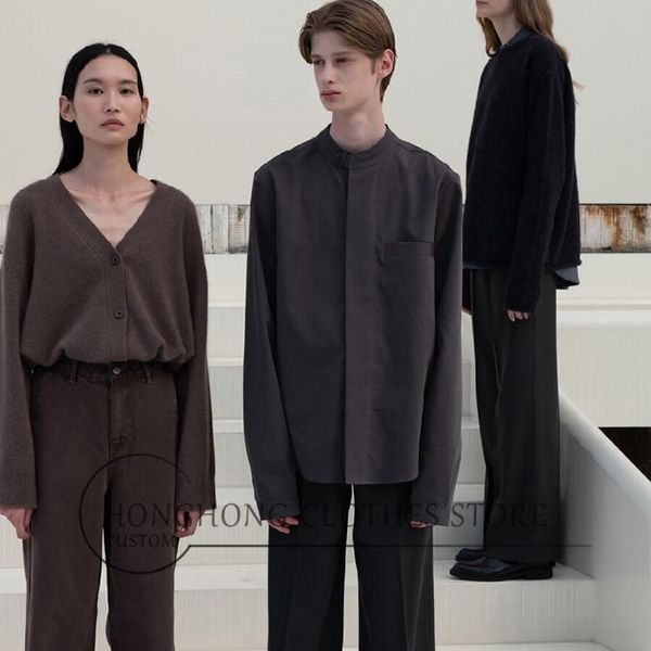 

custom] simple minimalism stand collar loose ultra-long sleeve korean shirt new design plus-size men, White;black