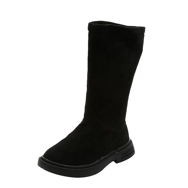 

children' martin boots autumnwinter girls plush insulation cotton boots long girls princess solid casual high 26-36, Black;grey