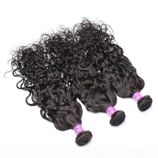 

water wave hair curly weave remy brazilian virgin hair human hair extensions 3 or 4 bundles , natural color, dark brown color option, Black