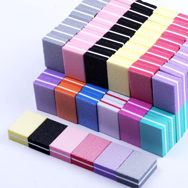 

double-sided mini nail file blocks colorful sponge nail polish sanding buffer strips polishing manicu qylgdn