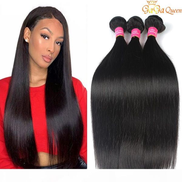 

brazilian virgin hair straight 3 pcs lot 8a unprocessed brazilian straight human hair bundles gaga queen hair, Black