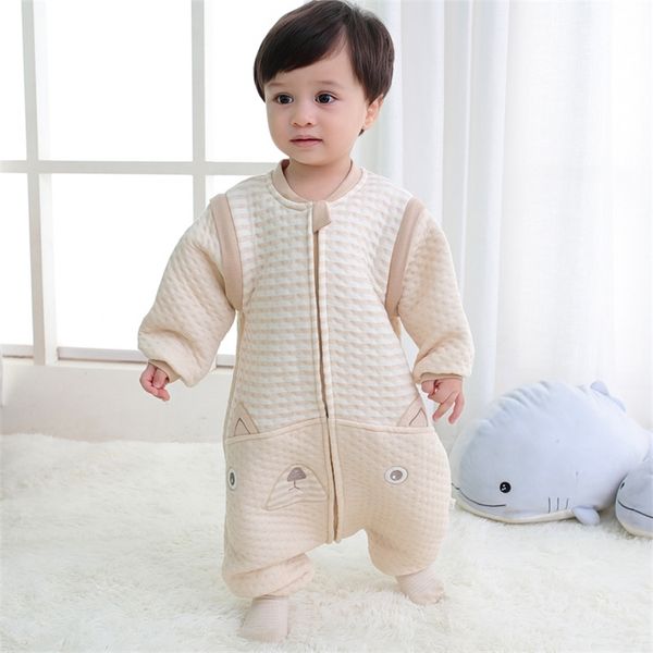 

split leg design baby sleeping bag long sleeves warm bags sack thick spring autumn toddler anti-kick pajama sleepsack 220222