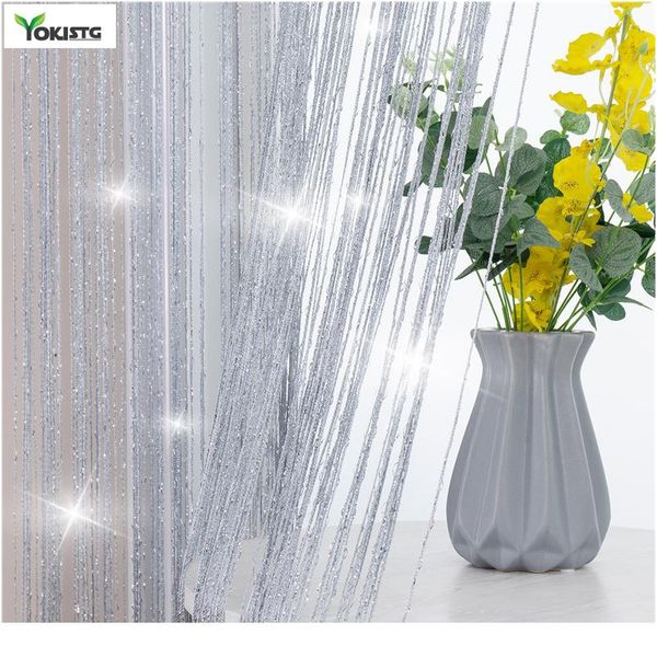 

yokistg 300x260cm shiny tassel stripe curtain for living room bedroom divider door valance divider home decoration line wmtpdn