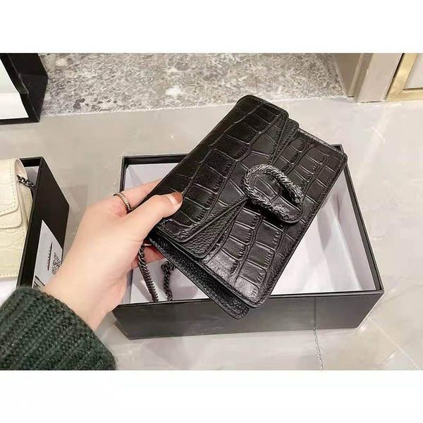 

snake luxury classic vintage ladies crocodile grain leather 20cm ladies handbag wallet messenger bag fashion designer chain shoulder bag