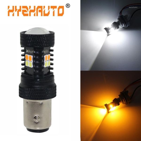 

hyzhauto 1157 dual color bulb t20 led car lights 7443 w21/5w t25 3157 bay15d p21/5w led auto lamp white+yellow 3030-smd 12-24v1