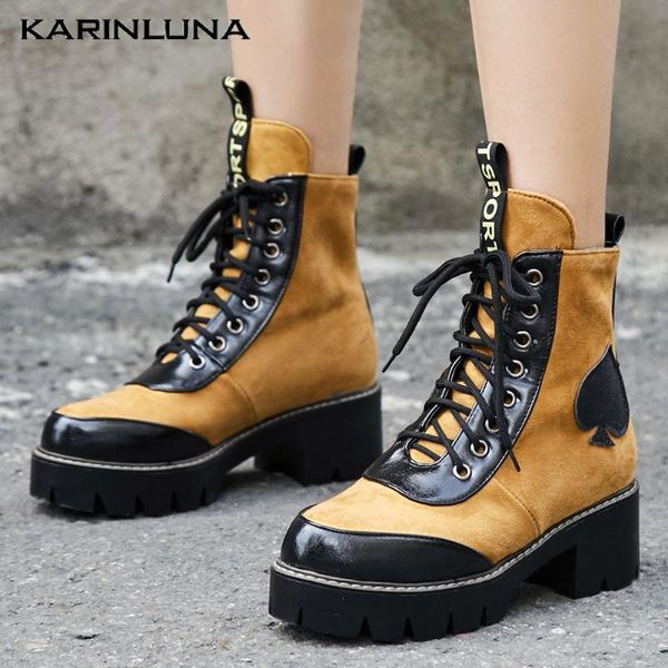 

karin горячего способа продажи смешанного цвета круглый toe перекрестная привязанные площади толстые каблуки лодыжки сапоги женские стильная, Black