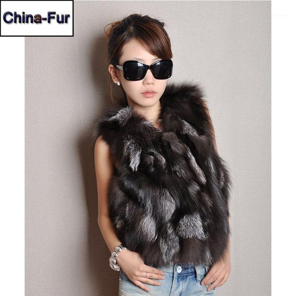 

autumn winter women real sliver fur vest short style warm soft natural real sliver fur gilet waistcoat1, Black