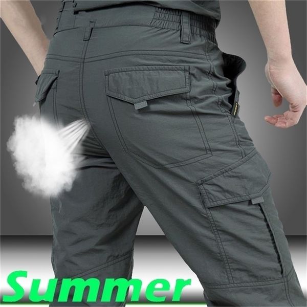 

quick dry cargo joggers pants men army military trousers men tactical pockets casual lightweight breathable waterproof pants men lj201217, Black