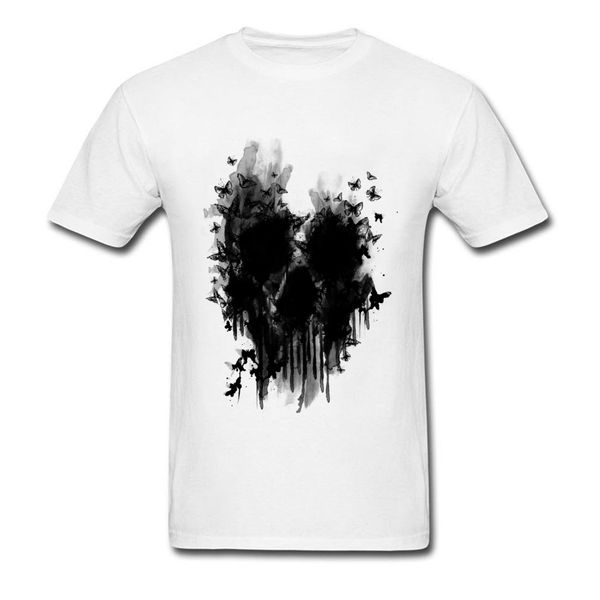 

sport black ink print t-shirt men's pure cotton round collar tee shirts custom male gift t shirt butterfly skull tshirts online