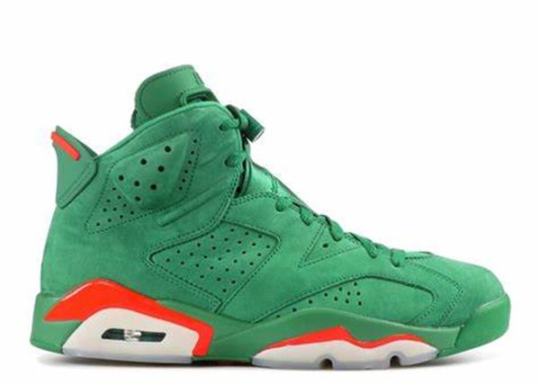 

basketball shoes jumpman 6s green suede orange blaze trainer suede leather upper rubber outsole designer sports sneakers us13 available ship