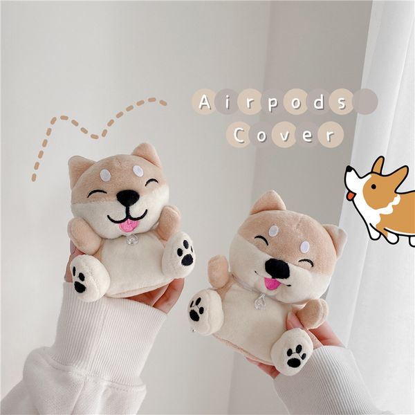 

case for airpods 3d cute cartoon plush smiling dog for airpods 1 2 bluetooth wireless headset cover for airpods pro charging box bags