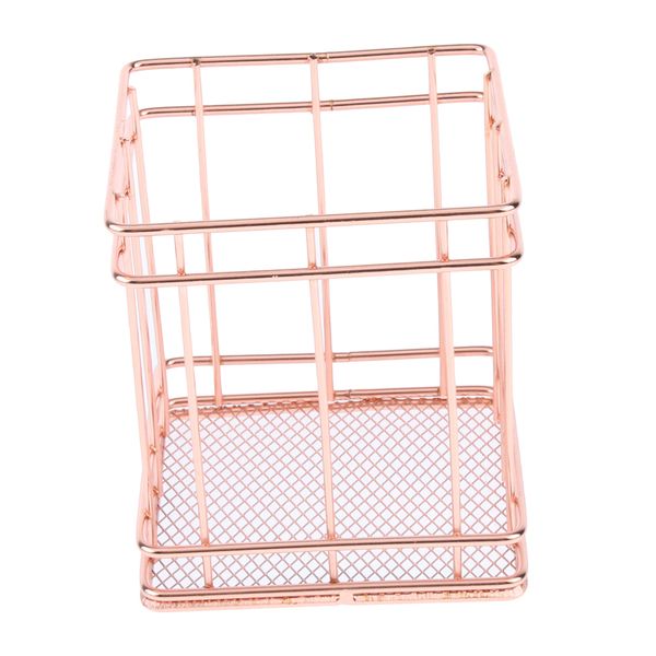 

rose gold metal wire mesh pen pot / pen pencil brush holder / desk organizer, firm, long lasting