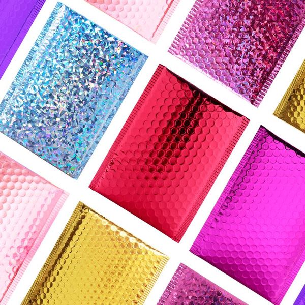 

10pcs/pack gold/rose gold/laser silver/dark red/purple/rose red foil bubble mailer gift packaging shipping padded envel bbyfgh