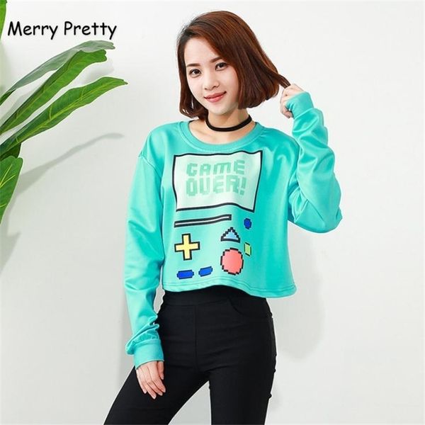 

merry pretty woman's sweatshirt harajuku crop punk hip-hop hoody large size sudaderas mujer fashion feminino moleton 201203, Black
