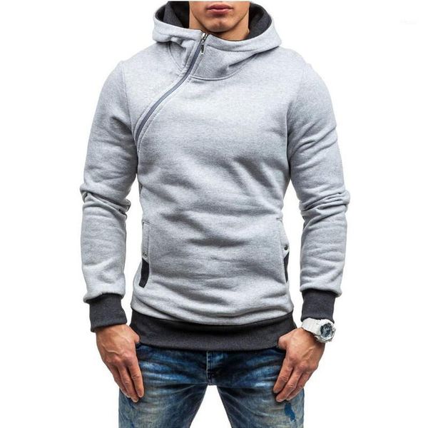 

2018 5 color jersey men's clothing men's clothing diagonal zipper hip hop hooded jacket sports and leisure sweater1, Black