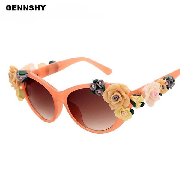 

sunglasses retro cat eye women vintage brand design with rose flowers decoration lady summer beach, White;black