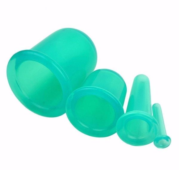 

non-toxic 4pcs health care sile vacuum cupping cups neck face back massage cupping cups relax full body massage bbyoxy lg2010