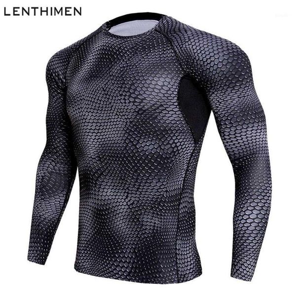 

new long sleeve running shirt men quick dry compression men's jogging t-shirts snake gym sportswear fitness men's rashgard1, Black;blue