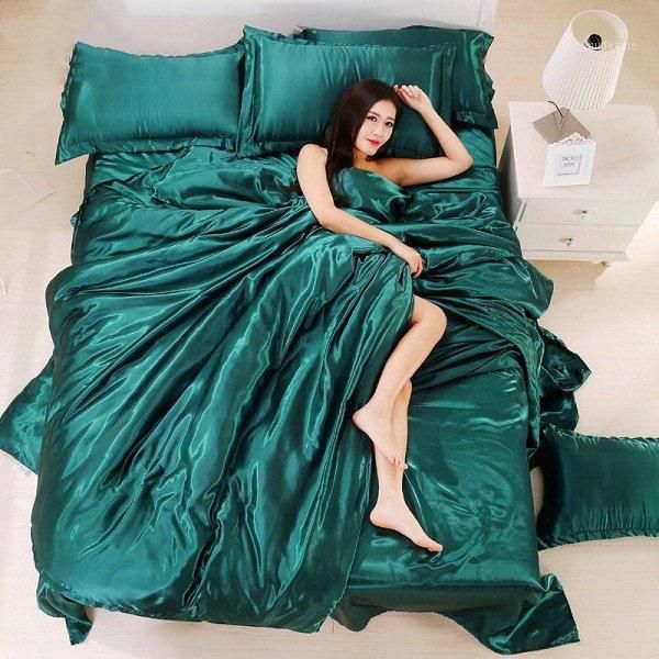 

pure satin silk bedding set bed sheets home textile luxury duvet cover super king  twin size comforters sets