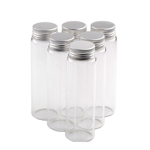 

37*120*24mm 90ml glass bottles aluminium cap transparent clear liquid gift candy container empty wishing bottles jars bbympg