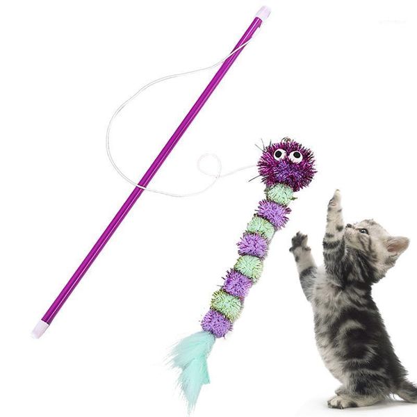 

cat toys pet toy teaser wand interactive cock shape fake feather play supplies1
