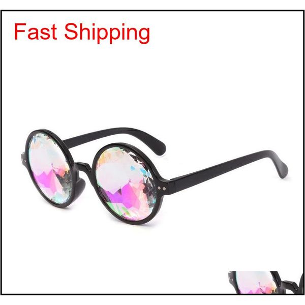 

new 5pcs/lot creative personality retro colorful kaleidoscope sunglasses carnival men and women cool mosaic gla qyldit bdehome, Black