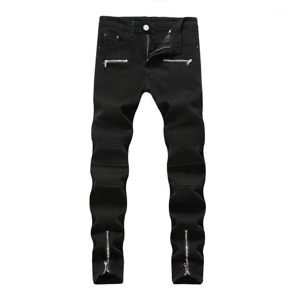 

men's jeans men's zipper slim car pants straight hip hop street wear1, Blue