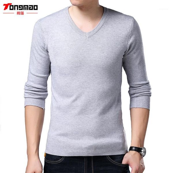 

tongmao 2018 spring new men's casual sweater v-neck long sleeve solid men simple style knit fashion pullover for men's1, White;black