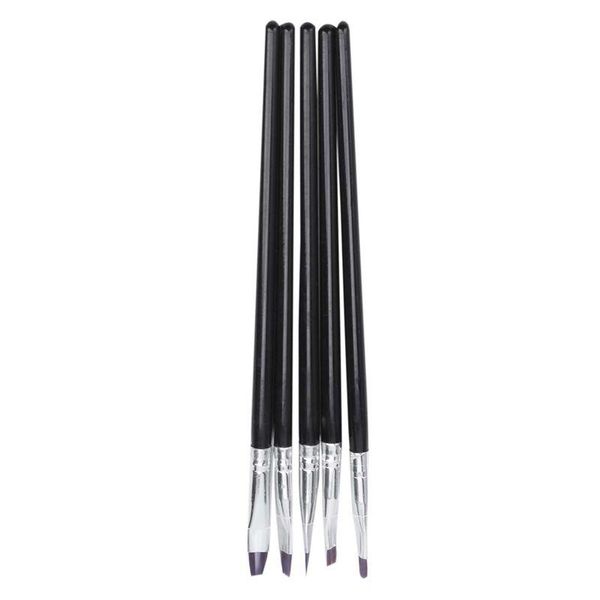 

nail art equipment 5 pcs brushes uv gel brush painting drawing liner flat deco display black., Silver