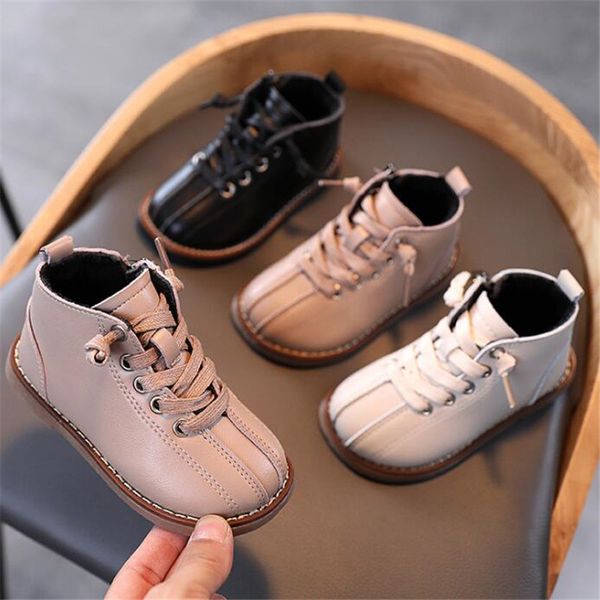 

2020 autumn winter new fashion children leather boots children short boot princess martin boots light non-slip wear children boots, Black;grey