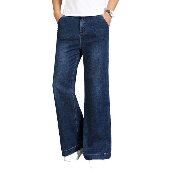 

brem breezy men's stretch loose legged micro-breeches of brim mid-rise breeches straight leg fall and winter jeans fflared ysny, Blue