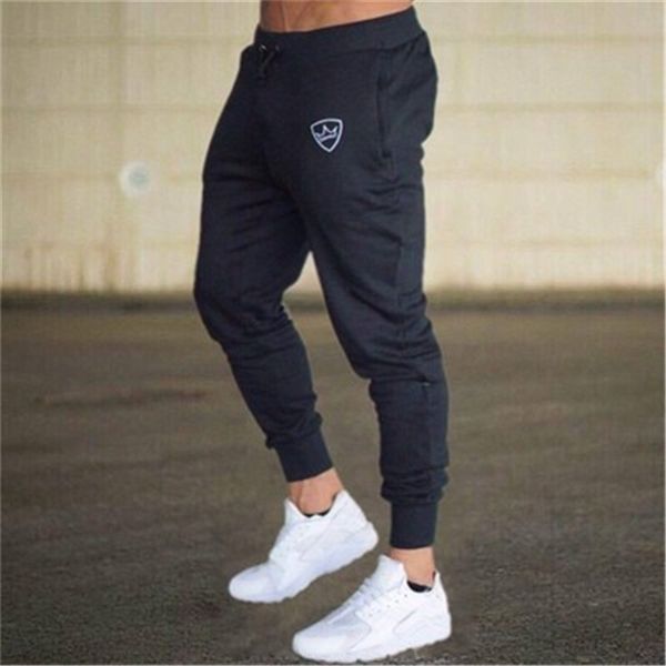 

new jogging sport sweatpants running gym men joggers cotton trackpants slim fit pants bodybuilding trouser c1001, Black
