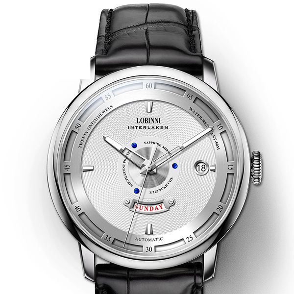 

lobinni men luxury watch,men's watches mens automatic self wind mechanical wristwatches switzerland clock sapphire fashion reloj, Slivery;brown