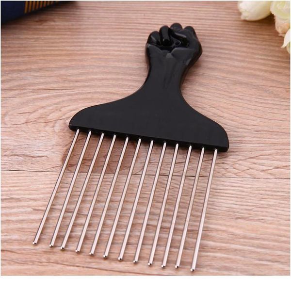 

1pc professional salon use black metal african pick comb hair combs insert hair pick comb wide teeth fork hair curly br jllxca, Silver