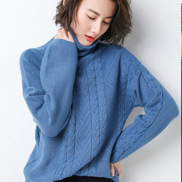 

cashmere sweater pullovers turtleneck women loose knitted sweaters autumn winter warm long sleeve jumper female soft blue1, White;black