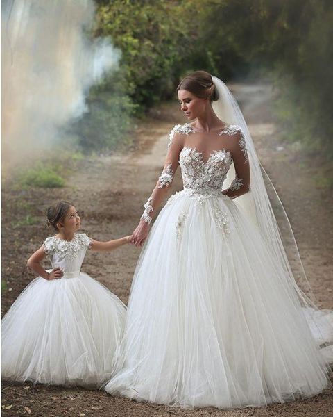 

girls ball gown tulle ever pretty white 3d hand made flowers bal gown sweep train bridal for weddings pageant first communion, Red;yellow