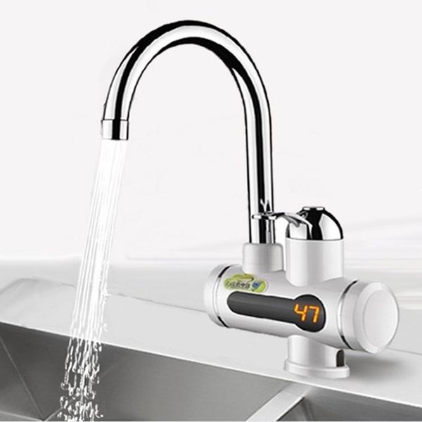 

360 rotation water heater tap bathroom kitchen faucet temperature display digital tankless instant cold water heater faucet