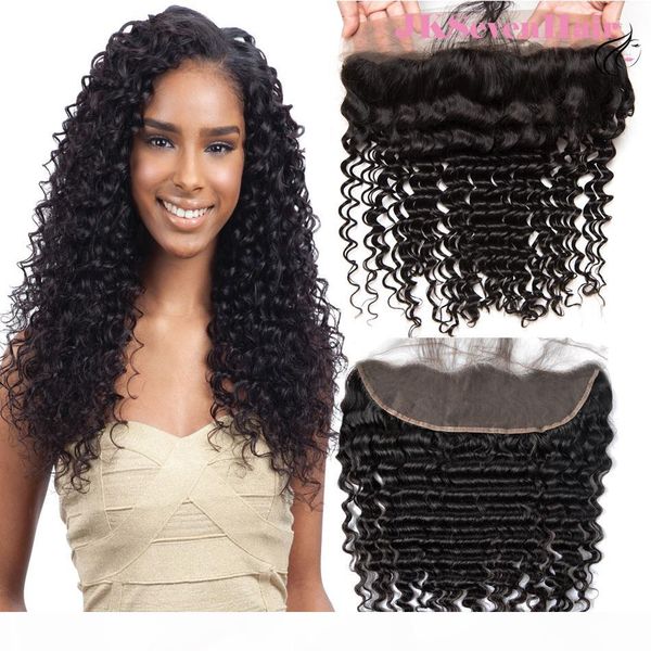 

10a deep wave brazilian virgin hair 13x4inch lace frontal peruvian malaysian indian hair ear to ear lace frontal, Black