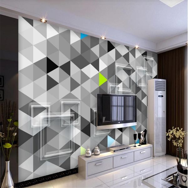 Carta da parati moderna stile di vita minimalista bianco e nero Geometric wallpapers triangolo Art TV sfondo