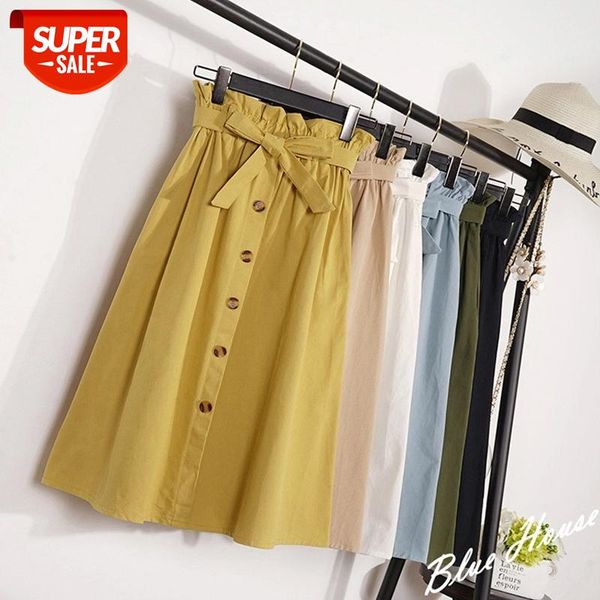 

summer ruffles high waist single-breasted women skirt female midi long elegant skirt a-line #ve00, White;black